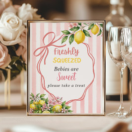 Póster Favor de Baby Shower con Limón Exprimido Fresco y 
