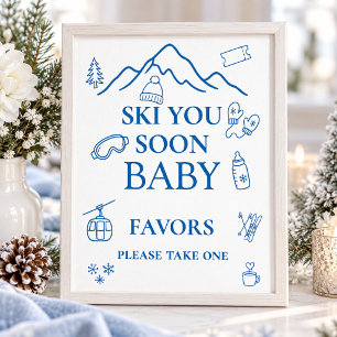 Póster Favor de Baby Shower de Niño 'Ski You Soon Winter 