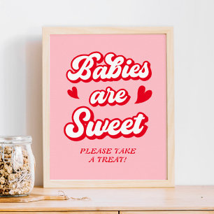 Póster Favor de Baby Shower de San Valentín Rojo