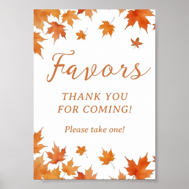 Póster Favor de Baby Shower otoño otoño (Frente)