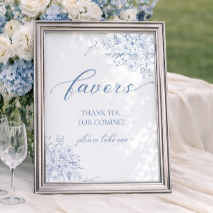 Póster Favor de boda algo azul