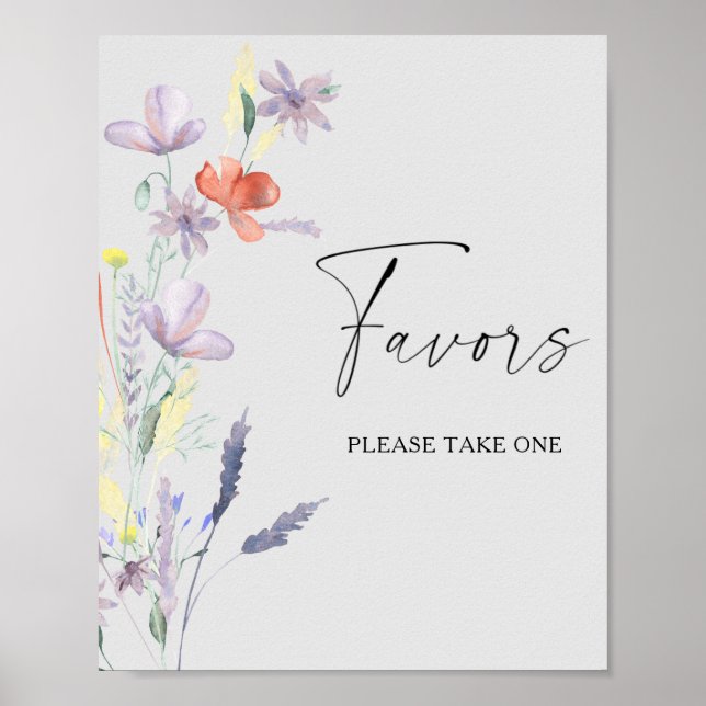 Póster Favor de boda boho acuarela por favor tome uno  (Frente)