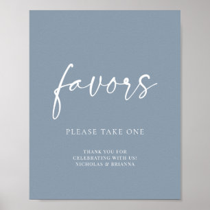 Póster Favor de boda clásico moderno minimalista azul pol