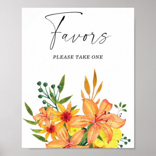 Póster Favor de boda de acuarela por favor tome uno (Frente)
