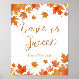Póster Favor de boda de otoño "El amor es dulce"