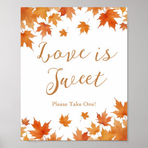 Póster Favor de boda de otoño "El amor es dulce"