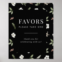 Póster Favor De Bodas Florales Por Favor Tome Un Rótulo