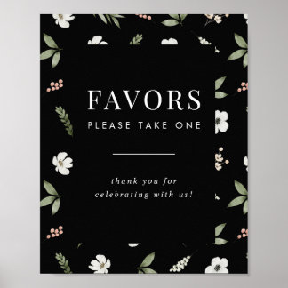 Póster Favor De Bodas Florales Por Favor Tome Un Rótulo