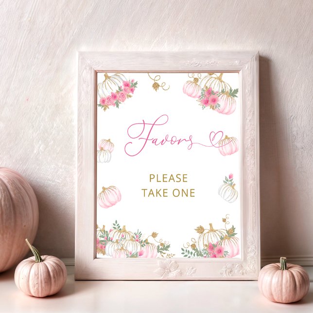 Póster Favor de calabaza rosa floral pequeña (Subido por el creador)