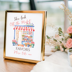 Póster Favor de Ducha Nupcial Floral Fresco del Mercado