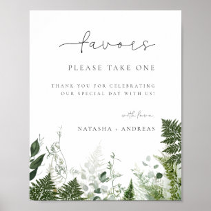Póster Favor de la boda de follaje forestal salvaje