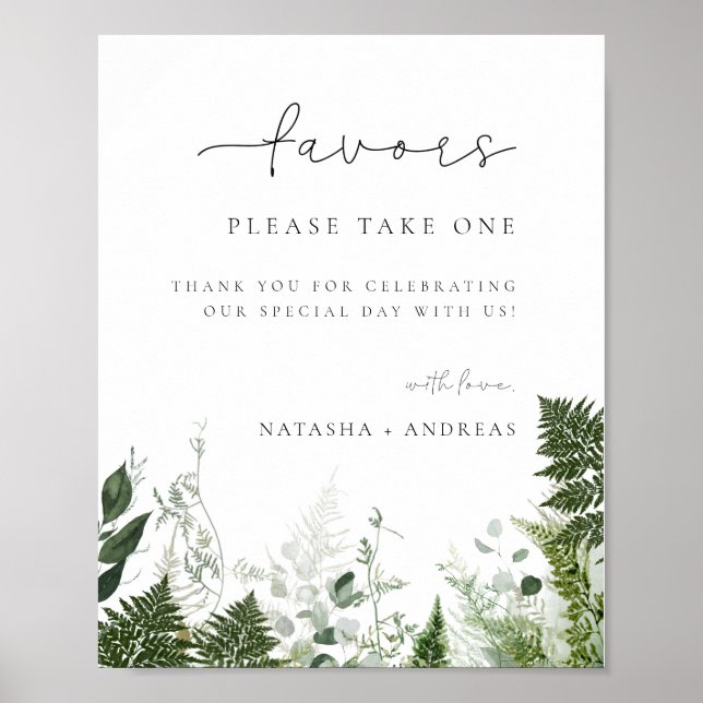 Póster Favor de la boda de follaje forestal salvaje (Frente)