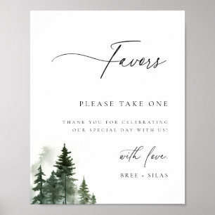 Póster Favor de la Boda de Pinos Forestales Silvestres