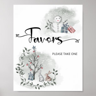 Póster Favor de la ducha de bebé de invierno