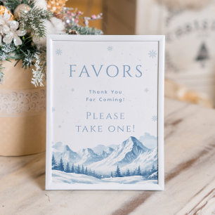 Póster Favor de Regalo de Boda de Invierno Azul
