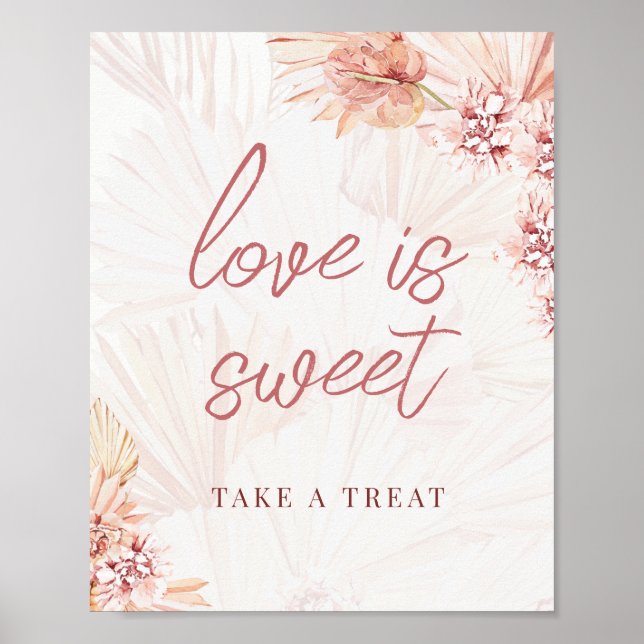 Póster Favor de Tomar Uno Boho Bohemio Bodas de Beige (Frente)