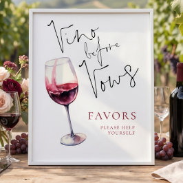 Póster Favor de Vino Antes de los Votos Letrero de Desped
