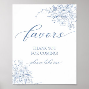 Póster Favor floral azul
