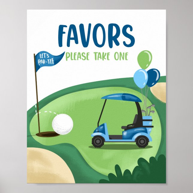 Póster Favor Gracias Golf Par-Tee Boy Rótulo de Cumpleaño (Frente)