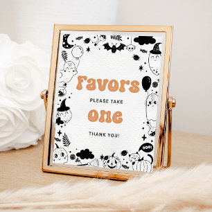 Póster Favor Naranja Ghost Halloween Cumpleaños