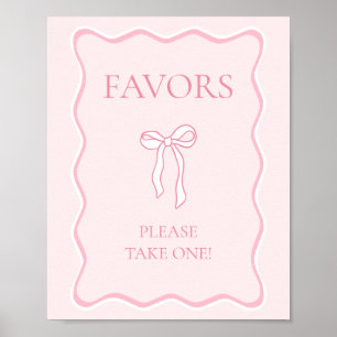 Póster Favor para Despedida de Soltera con Lazo Rosa Anud