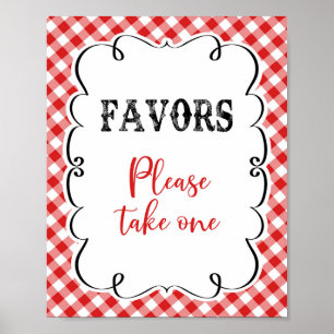 Póster Favor Por Favor Toma Un Picnic De Gingham Rojo Que