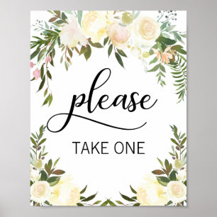 Póster Favor POR FAVOR TOMA UN Rótulo acuarela Floral Ros