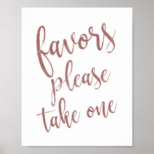 Póster Favor Por Favor, Tome Un Rótulo Rosa Purpurina Oro