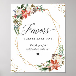 Póster Favor Por Favor Tome Una Floral De Poinsettia Verd