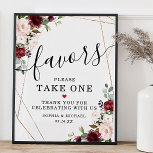 Póster Favor Por Favor Tome Uno Bouquet Borgoña Forma Dor