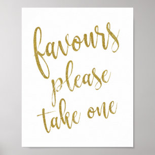 Póster Favor, Por Favor Tome Uno Letrero de Boda Brillant