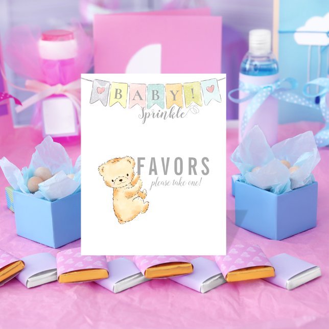 Póster Favor Rótulo de mesa Bebé Sprinkle Bear and Banner (Subido por el creador)