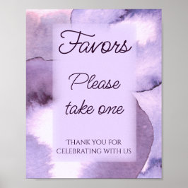 Póster Favor violeta púrpura, por favor, tome uno