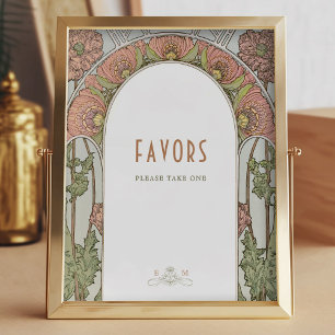 Póster Favorece a los invitados del Rótulo Viñar Art Nouv