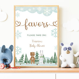 Póster Favorece al Poster Woodland de Snowflake Winter