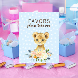 Póster Favorece el color azul floral de la cuba de leones