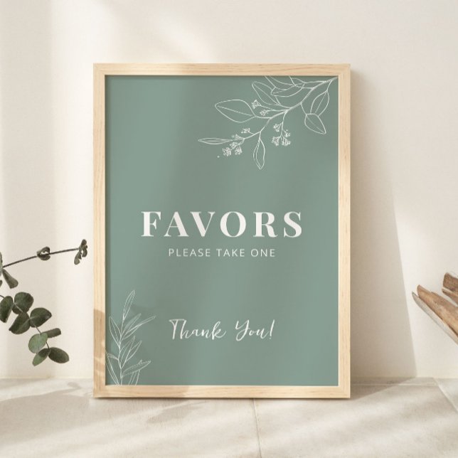 Póster Favorece el Rótulo de Boda verde azulado floral (Subido por el creador)