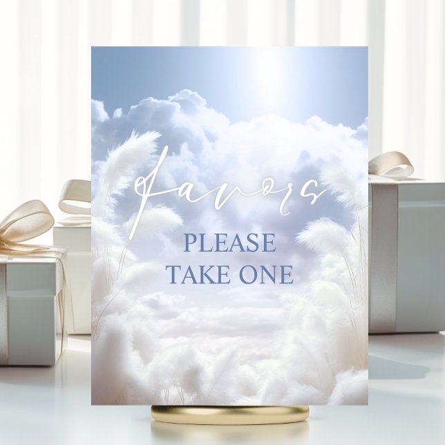 Póster Favorece El Rótulo En Nueve Nueve Duchas Bridales  (Favors Sign On Cloud Nine 9 Pampas Bridal Shower | Please Take One (for guests))