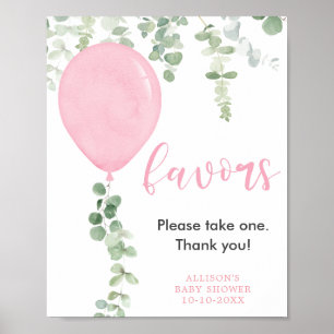 Póster Favorece la señalización de globos rosados verde d