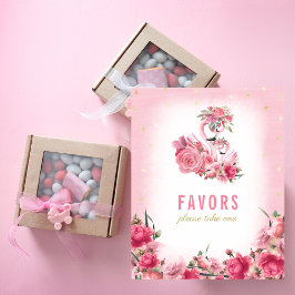 Póster Favorece Rótulo Baby Shower Pink Flamingo Ballerin