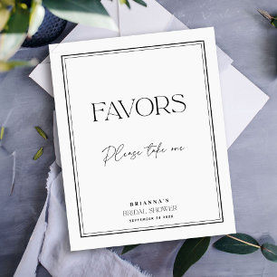 Póster Favores Elegante Despedida de Soltera en Blanco y