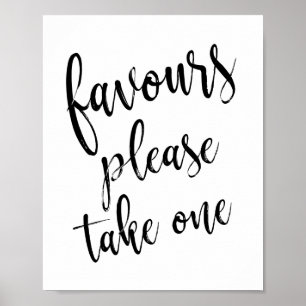 Póster Favores Por Favor Tome Un Rótulo Simple 8x10 Boda