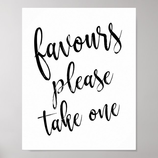 Póster Favores Por Favor Tome Un Rótulo Simple 8x10 Boda (Frente)