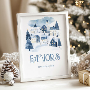 Póster Favorese pueblo de Navidad Invierno Baby Shower