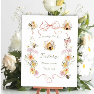 Póster Favoritos de Baby Shower de Mamá Abeja con Acuarel