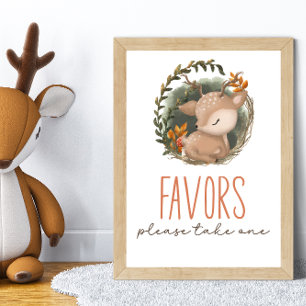 Póster Favoritos de Baby Shower para venados con sueño de