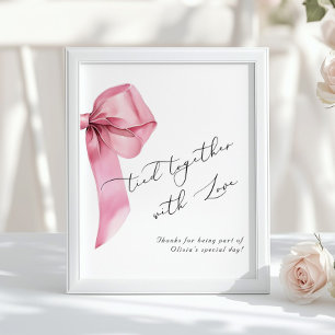 Póster Favoritos de cumpleaños lazo rosa atados con amor