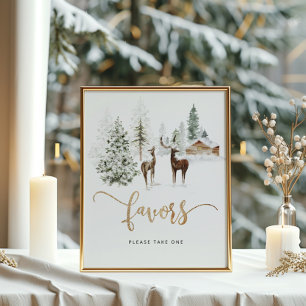 Póster Favoritos de invierno de los venados de bosque de 