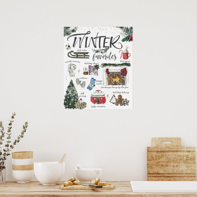 Póster Favoritos de invierno de moda | Ilustraciones en a (Cocina)