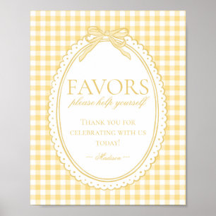 Póster Favoritos de lazo coqueta de gingham amarillo